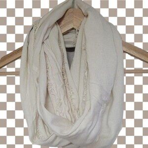 Elegant Cream Crochet Infinity Scarf